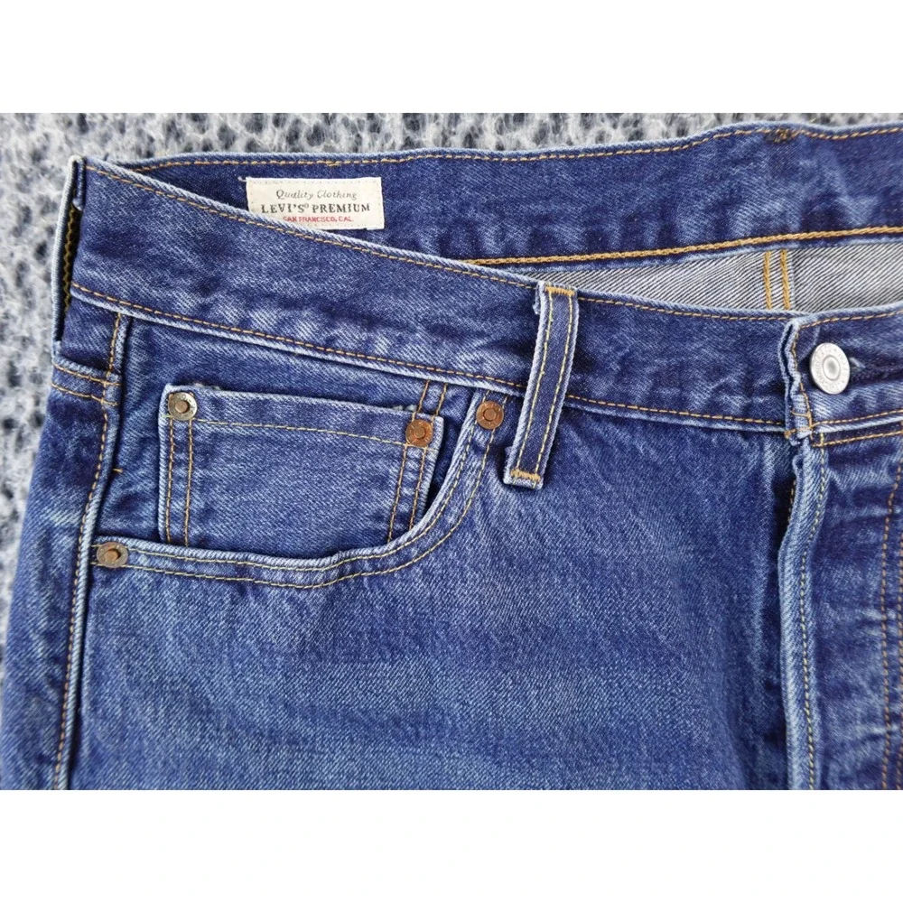 Levi's 501 Selvedge Cutoff Denim Shorts Blue Distressed Frayed Hem Men's Size 32